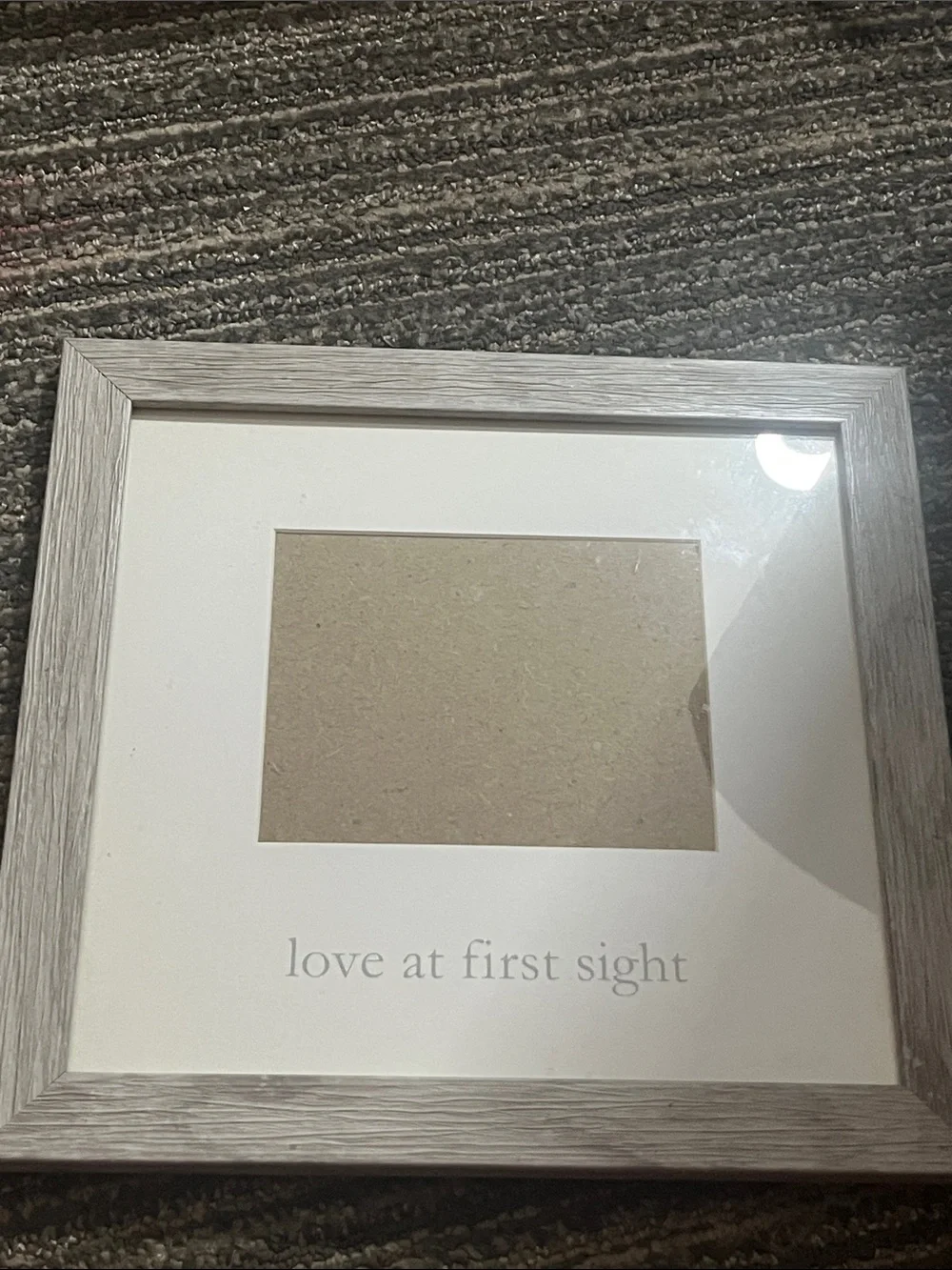 Neutral Grey Wood Picture Frame with 'Love at First Sight' Mat